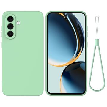 Samsung Galaxy A56 Etui z płynnego silikonu z paskiem na rękę - Zielony