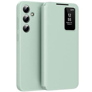 Samsung Galaxy A56 Smart Clear View Etui z klapką z kieszenią na kartę - jasnozielony