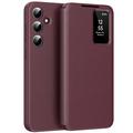 Samsung Galaxy A56 Smart Clear View Etui z klapką z kieszenią na kartę - Wine Red