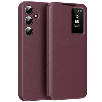 Samsung Galaxy A56 Smart Clear View Etui z klapką z kieszenią na kartę - Wine Red