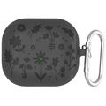 Samsung Galaxy Buds3/Buds3 Pro Flower Pattern Etui silikonowe z karabińczykiem - ciemnoszary