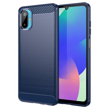 Samsung Galaxy M06/F06 5G Szczotkowane Etui z TPU - Włókno Węglowe - niebieski