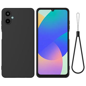 Samsung Galaxy M06/F06 5G Etui z płynnego silikonu z paskiem na rękę - czarny