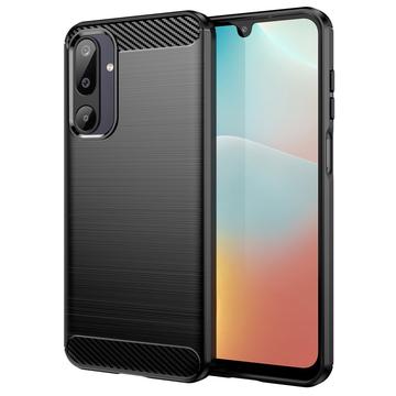 Samsung Galaxy M16 Szczotkowane Etui z TPU - Włókno Węglowe - Czarne