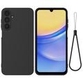 Samsung Galaxy M16/F16 Etui z płynnego silikonu z paskiem na rękę - czarny