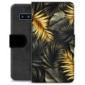 Etui Portfel Premium - Samsung Galaxy S10+ - Złote Liście