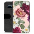 Etui Portfel Premium - Samsung Galaxy S10+ - Romantyczne Kwiaty