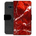 Etui Portfel Premium - Samsung Galaxy S10 - Czerwony Marmur