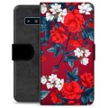 Etui Portfel Premium - Samsung Galaxy S10 - Vintage Kwiaty