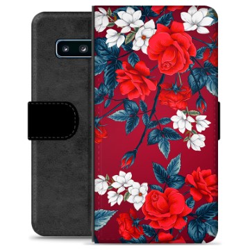 Etui Portfel Premium - Samsung Galaxy S10 - Vintage Kwiaty