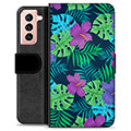 Etui Portfel Premium - Samsung Galaxy S21 5G - Tropikalne Kwiaty