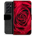 Etui Portfel Premium - Samsung Galaxy S21 Ultra 5G - Róża
