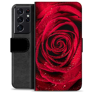 Etui Portfel Premium - Samsung Galaxy S21 Ultra 5G - Róża