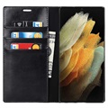Skórzane Etui-portfel z Podpórką do Samsung Galaxy S22 Ultra 5G - Czarne