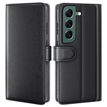 Skórzane Etui-portfel z Podpórką do Samsung Galaxy S23 5G - Czarne