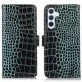 Samsung Galaxy S23 FE Skórzane Etui z Portfelem Crocodile z RFID - Zieleń