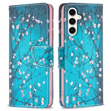 Samsung Galaxy S23 FE Etui z Portfelem z Serii Wonder - Białe Kwiaty