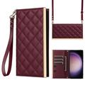 Luksusowe pikowane etui-portfel do Samsunga Galaxy S23 - Wine Red