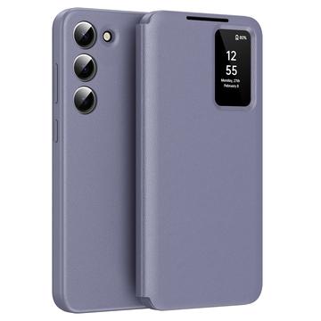 Samsung Galaxy S23 Smart Clear View Etui z klapką z kieszenią na kartę - szaro-fioletowy