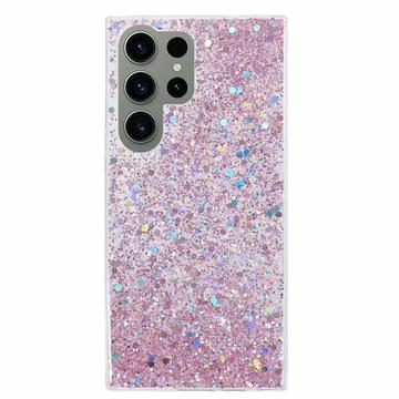 Samsung Galaxy S23 Ultra Etui z TPU Glitter Flakes - Róż