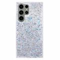 Samsung Galaxy S23 Ultra Etui z TPU Glitter Flakes - Srebrny