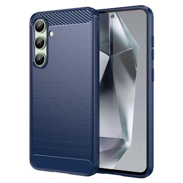 Samsung Galaxy S24 FE Szczotkowane Etui z TPU - Włókno Węglowe - Błękit