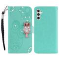 Samsung Galaxy S24 FE Etui na portfel z motywem sowy i kryształkami