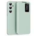 Samsung Galaxy S24 FE Smart Clear View Etui z klapką z kieszenią na kartę - jasnozielony
