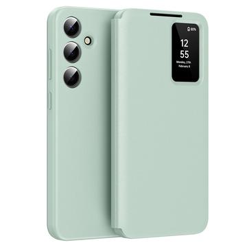 Samsung Galaxy S24 FE Smart Clear View Etui z klapką z kieszenią na kartę - jasnozielony