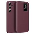 Samsung Galaxy S24 FE Smart Clear View Etui z klapką z kieszenią na kartę - Czerwone Wino