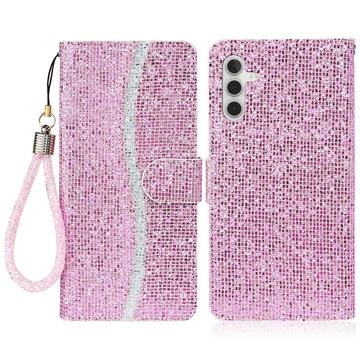 Samsung Galaxy S24 FE Stylowe etui z brokatem - różowe