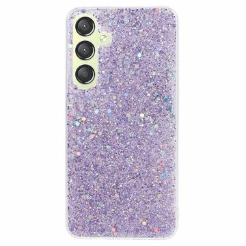 Samsung Galaxy S24 Etui z TPU Glitter Flakes - Fiolet