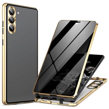Samsung Galaxy S24 Magnetyczne Etui z Hartowanym Szkłem - Prywatyzująca - Złoto