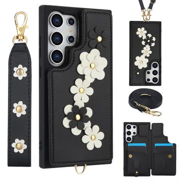 Samsung Galaxy S24 Ultra Etui z motywem kwiatowym i paskiem