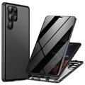 Samsung Galaxy S24 Ultra Magnetyczne Etui z Hartowanym Szkłem - Prywatyzująca - Czarne