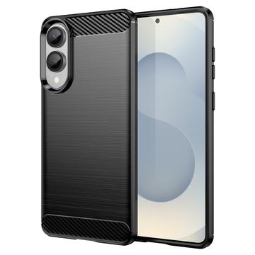 Samsung Galaxy S25 Edge Szczotkowane Etui z TPU - Włókno Węglowe - Czarne