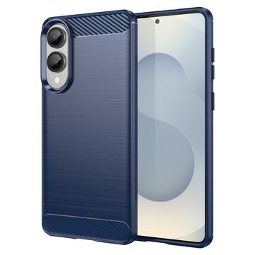 Samsung Galaxy S25 Edge Szczotkowane Etui z TPU - Włókno Węglowe - Błękit