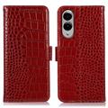Samsung Galaxy S25 Edge Skórzane Etui z Portfelem Crocodile z RFID
