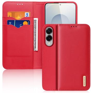 Samsung Galaxy S25 Edge Skórzane Etui z Portfelem Dux Ducis Hivo - Czerwień