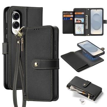 Samsung Galaxy S25 Edge Dux Ducis Lawa Wallet Skórzane etui z magnetyczną osłoną - Czarny