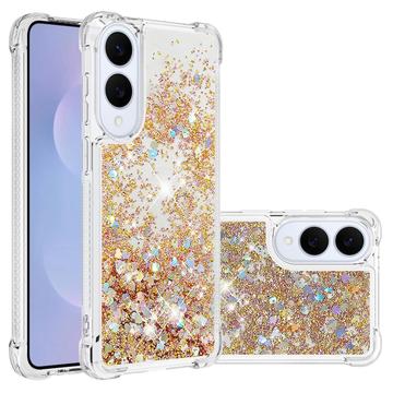 Etui z TPU Samsung Galaxy S25 Edge Glitter Quicksand - Złote serca