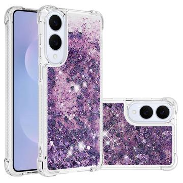 Etui z TPU Samsung Galaxy S25 Edge Glitter Quicksand - Fioletowe serca