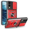 Samsung Galaxy S25 Edge Hybrydowe Etui z Pierścieniem Obrotowym z Osłoną Aparatu - Czerwień