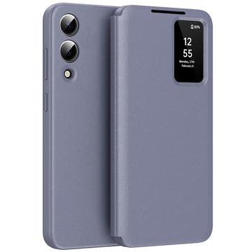 Samsung Galaxy S25 Edge Smart Clear View Etui z klapką z kieszenią na kartę - szaro-fioletowy