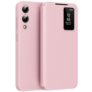 Samsung Galaxy S25 Edge Smart Clear View Etui z klapką z miejscem na kartę - różowy