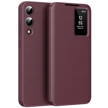 Samsung Galaxy S25 Edge Smart Clear View Etui z klapką z kieszenią na kartę - Wine Red