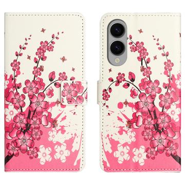 Samsung Galaxy S25 Edge Etui Portfel Style Seria - Różowe Kwiaty