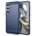 Samsung Galaxy S25 FE Szczotkowane Etui z TPU - Włókno Węglowe - niebieski