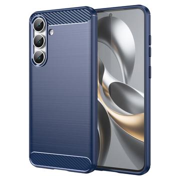 Samsung Galaxy S25 FE Szczotkowane Etui z TPU - Włókno Węglowe - niebieski