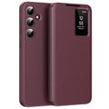 Samsung Galaxy S25 FE Smart Clear View Etui z klapką z kieszenią na kartę - Wine Red
